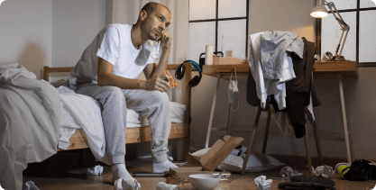 Young Man Isolation Home
