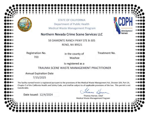 Trauma Scene Waste Management Practitioner